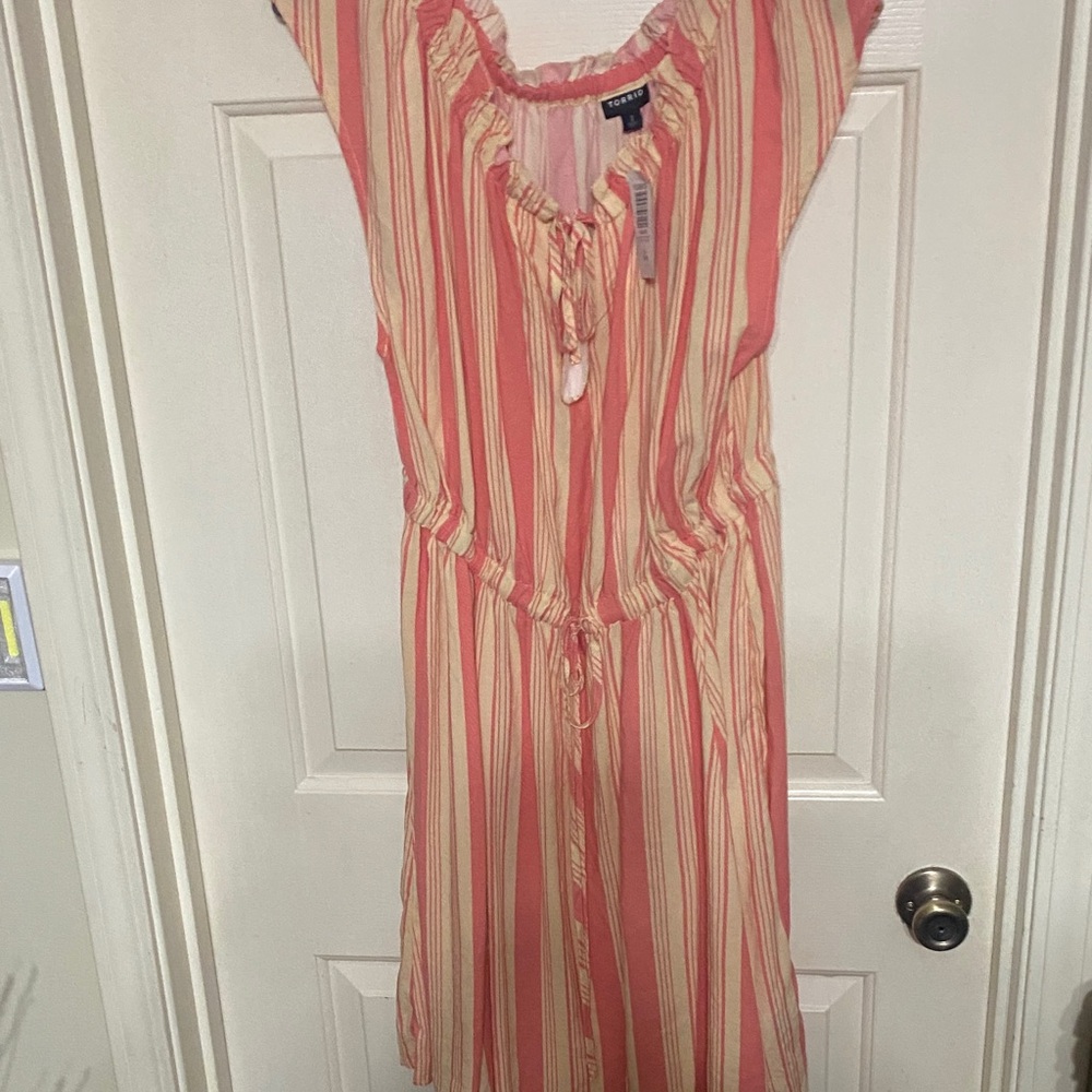 Torrid Pink and Cream Striped Dresses